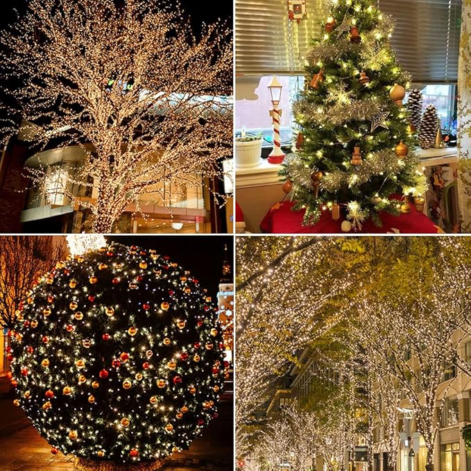 66Ft Warm White Plug in Fairy Lights 200 LED Waterproof Copper Wire String Lights Twinkle Lights with Remote for Christmas Tree Bedroom, Porch, Patio, Garden Wedding Party