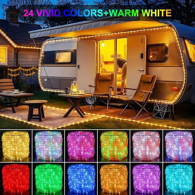 100FT 300LED Rope Lights Outdoor String Lights Plug in, Warm White & Color Changing Christmas Lights Outdoor,Waterproof Fairy Lights with Remote for Balcony(Not Connectable)