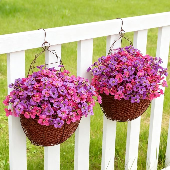 Stymedeca Artificial Flowers for Outdoor Faux Plants for Spring Summer Decoration, UV Resistant Realistic Silk Plastic Fake Flowers Garden Porch Patio Balcony Yard Front Home Decor, 24 Bundles