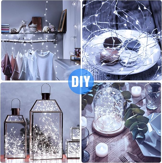 Onforu 16 Pack White Fairy Lights Battery Operated String Lights, 6.5ft IP67 Waterproof Twinkle Lights LED Lights for Strings Wedding Centerpiece Decor Christmas Bedroom