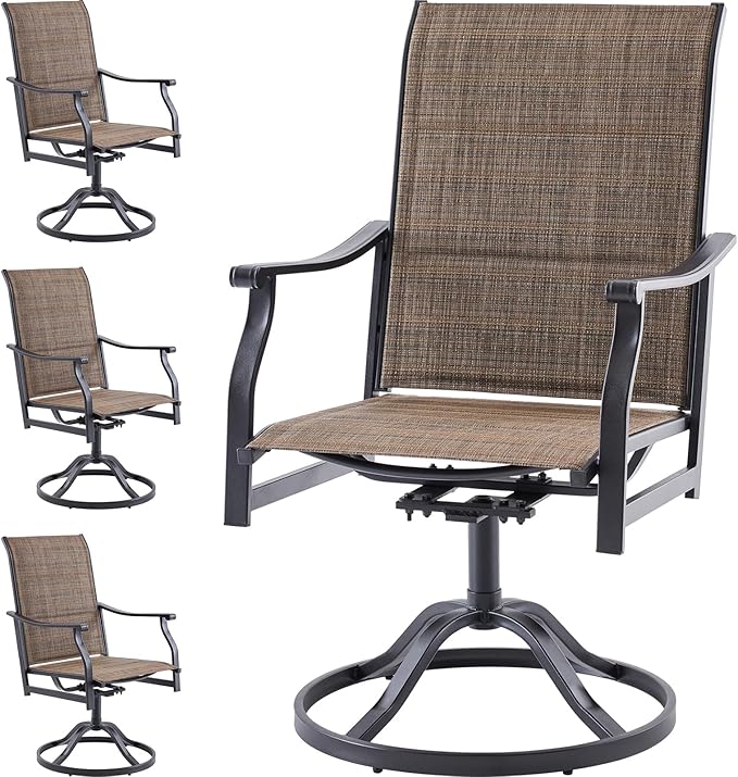 Soohow Patio Dining Chairs Set of 4, Swivel Outdoor Patio Chair with Paded Textilene Fabric, All Weather Outdoor Seats Ergonomic Comfort, Perfect Seats for Backyard, Balcony, and Garden