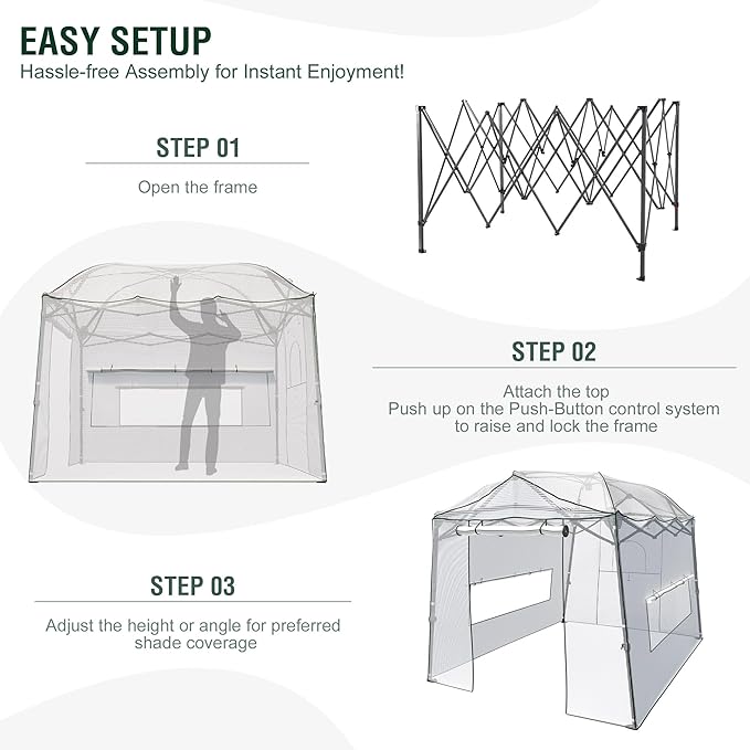 11 x 8.5 x 7.5 FT Walk-in Greenhouse, Portable Pop-up Greenhouse for Indoor Outdoor, Plant Garden Green House with Zippered Doors, Screen Windows, Heavy Duty Frame and Durable PE Cover