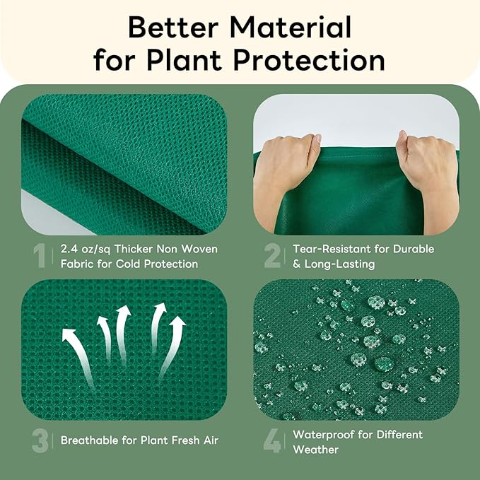 YATHO Plant Covers Freeze Protection 1 Packs 86.6" W X 94.4" H Thicker Large Outdoor Winter Frost Cloths Blankets with Zipper Drawstring, Reusable Garden Tree Cover Bags for Fruit Tree Shrub Potted