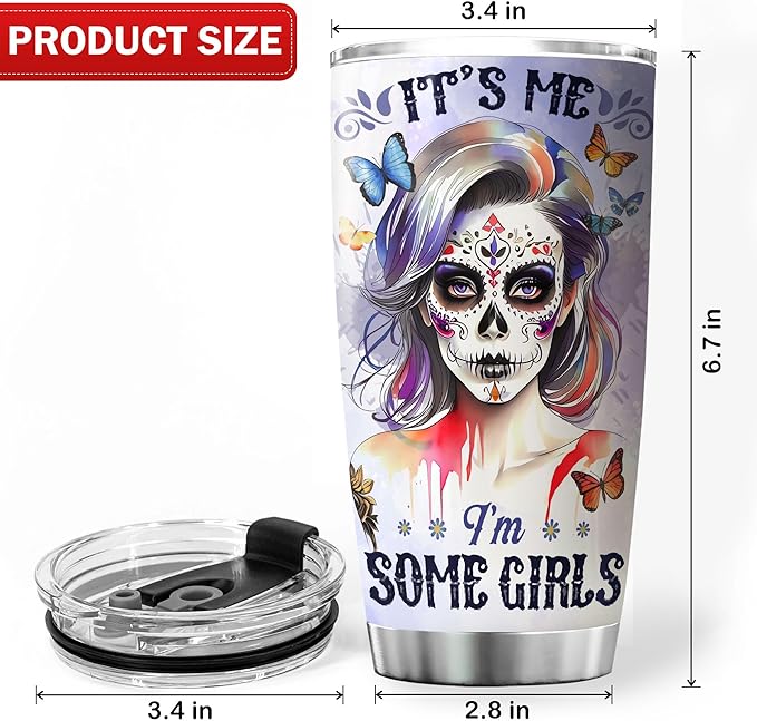 Personalized Initial Coffee Tumbler Skull Custom Name Birthday Gifts For Women Adults Teens Friends Flower Travel Mug With Lid Insulated Cup Oz Cold Steel Tumblers Jewelry Style