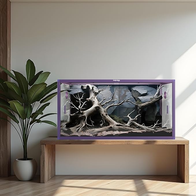 Phailozoo 120 Gallon Bearded Dragon Tank,48" x 24" x 24" Reptile Tank with Sliding Door Top Screen Ventilation, Front Opening Reptile Enclosure for Easy Maintenance