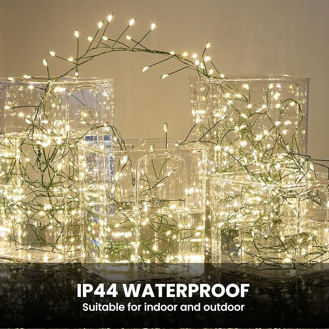 Fairy Lights Plug in, Dailyart 2000 Led Twinkle String Light with Remote 130Ft Waterproof 8 Modes Warm Cluster Lights with Timer for Bedroom Wreath Window Wedding Christmas Tree Decoration, Green Wire