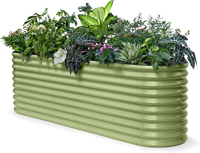 30" Extra Tall Galvanized Raised Garden Bed, 8x2x2.5 ft Metal Planters for Outdoor Plants, Heavy Duty Flower Bed Deep Root for Vegetable, Garden Bed Outdoor Large Planter Box - Moss Green