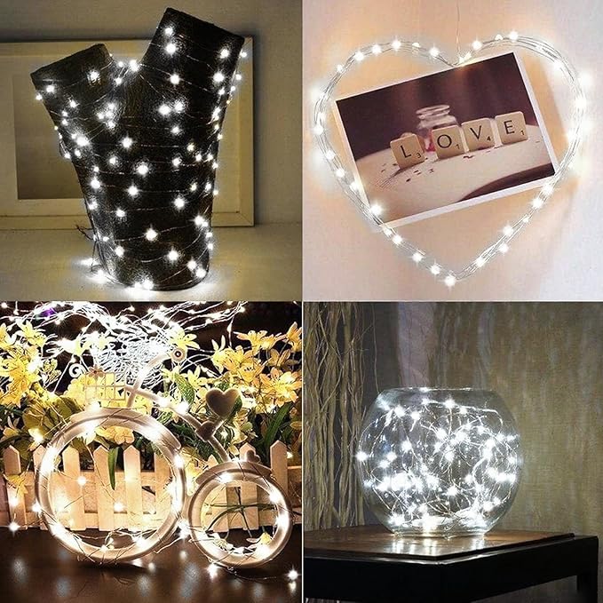 LAMPHOME Fairy Lights Plug in, 33Ft 100 LEDs Waterproof Twinkle Firefly Lights, Adaptor Included, Starry String Lights for Wedding Indoor Outdoor Christmas Patio Garden Decoration, White