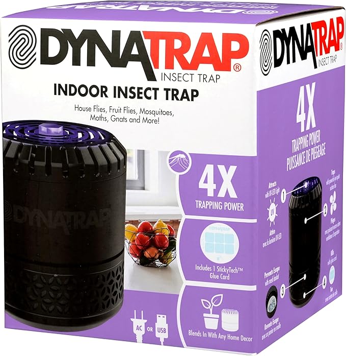 DynaTrap DT152 Indoor Insect Trap and Killer – Catches and Kills Fruit Flies, Gnats, Moths, Mosquitoes & Other Flying Insects (Pack of 6)
