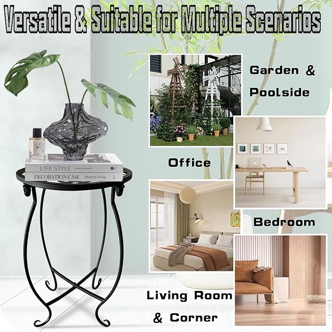 EKINIYAR Plant Stand Indoor Outdoor, Metal Plant Stand for Indoor Plants Iron Art Flower Pot Holder Stand Decoration Shelf Racks for Single Planter Use in Garden Patio Corner 1 Pack