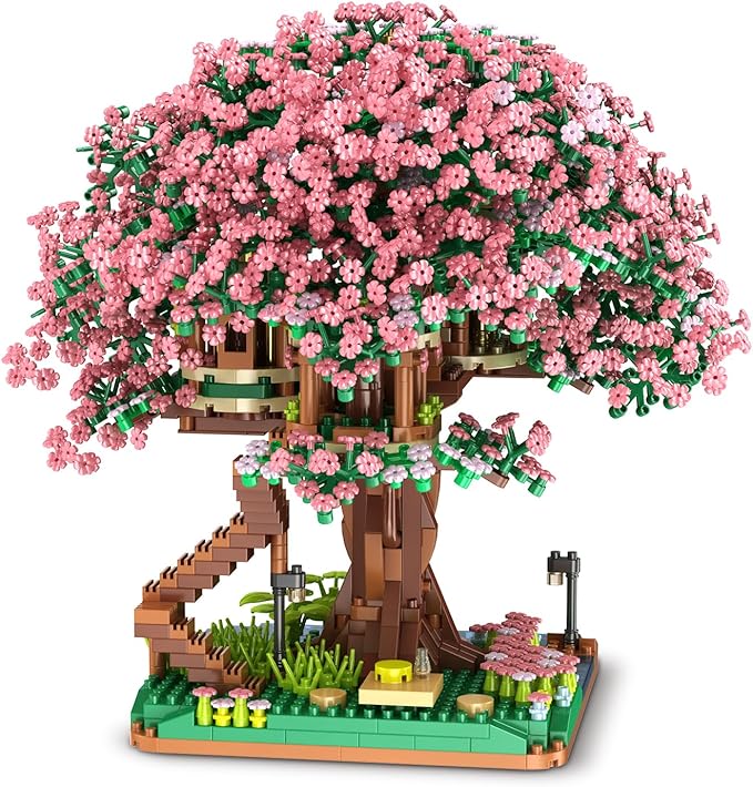 Yushinv Cherry Bonsai Tree Building Sets, Original Scene Music Building Kit 2138 Pcs,Type :Symphony. Sakura House Building Set, Cherry Tree Building Set, Sakura Set.