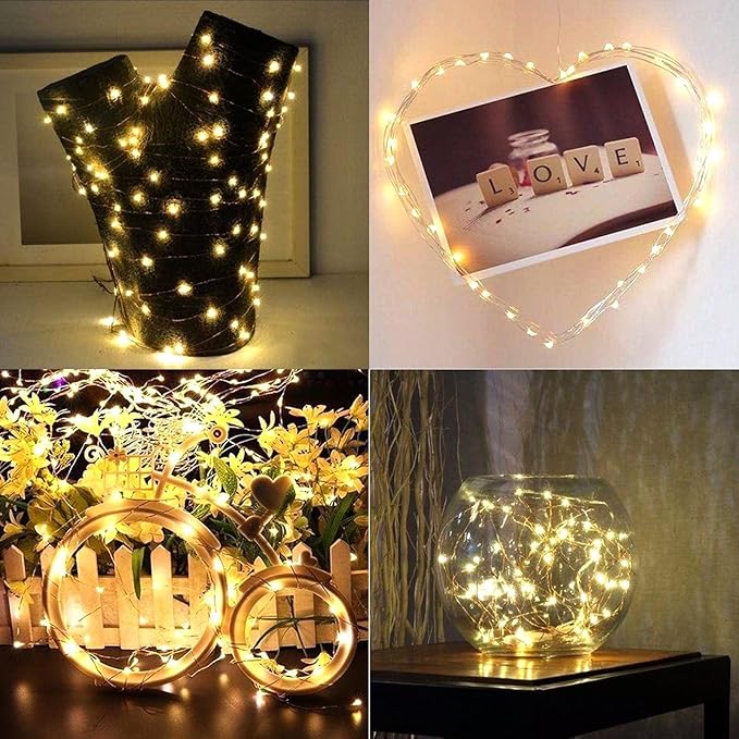 LAMPHOME Fairy Lights Plug in, 33Ft 100 LEDs Waterproof Twinkle Firefly Lights, Adaptor Included, Starry String Lights for Wedding Indoor Outdoor Christmas Patio Garden Decoration, Warm White