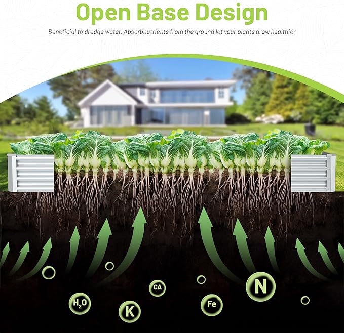2PCS 6x3x1FT Galvanized Raised Garden Bed Kit, Galvanized Planter Raised Garden Boxes Outdoor, Large Metal Raised Garden Beds for Vegetables-Silver