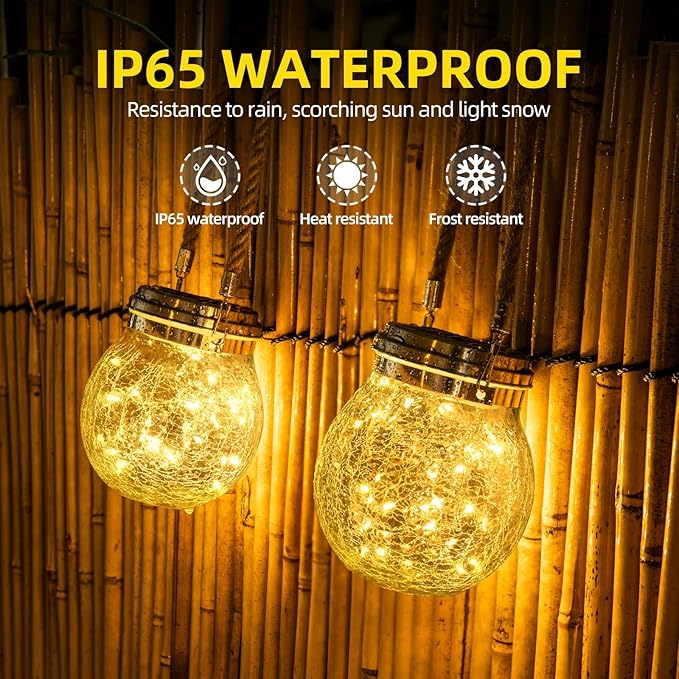 ROSHWEY Solar Lantern Gifts for Women, 4 Pack Hanging Garden Decor Lights Outdoor Waterproof with 30 LED for Halloween Christmas Easter Gift
