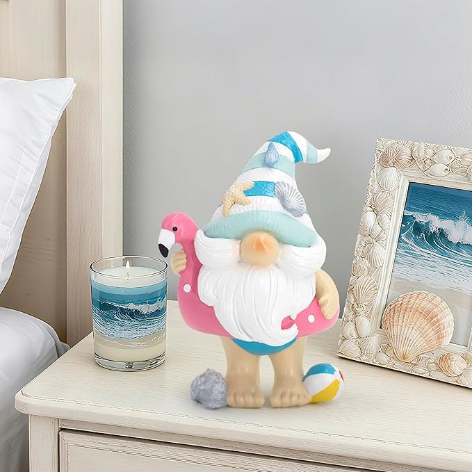 Hodao Ocean Elf Figurines with Seashell & Conch – Coastal Nautical Beach Elf Decor for Coastal Living Room, Ocean Themed Home Tabletop Decoration, Gift for Retirees & Ocean Enthusiasts (Blue-2)