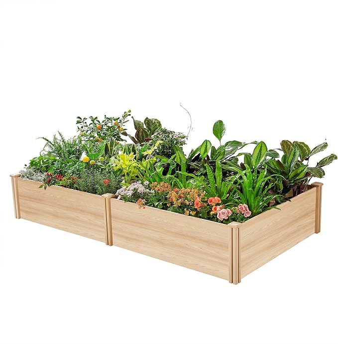 SPECRAFT 15 Inch Depth 8x4 FT Deep Wooden Raised Garden with Open Base, Extra Large Planter Box for Deep-Rooted Plants, Ideal for Outdoors, Patio, Backyard
