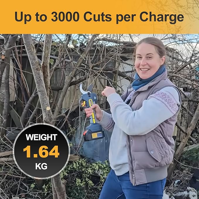 2 Inch(50mm) Professional Electric Pruning Shears Brushless Cordless, Compatible with Makita Batteries Extension Pole Heavy Duty 21V 8000mAh Battery Secateurs Branch Cutter for Gardening