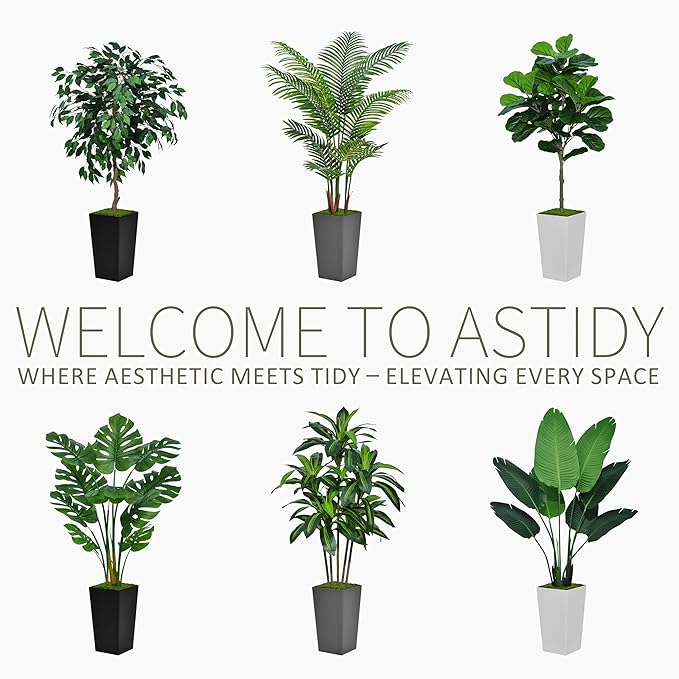 ASTIDY Artificial Palm Tree 5FT - Fake Tree with Black Tall Planter - Faux Tropical Areca Floor Plant in Pot - Artificial Silk Plant for Home Office Living Room Decor Indoor