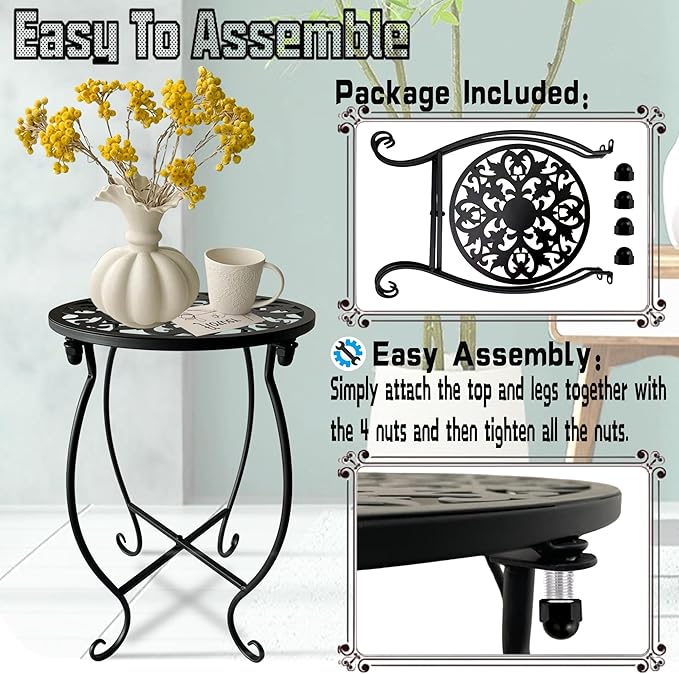 EKINIYAR Plant Stand Indoor Outdoor, Metal Plant Stand for Indoor Plants Iron Art Flower Pot Holder Stand Decoration Shelf Racks for Single Planter Use in Garden Patio Corner 2 Pack