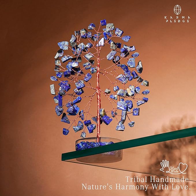 Crystal Tree for Home and Office Decor, Lapis Lazuli Chakra Healing Stones Handmade Feng Shui Bonsai Tree of Life for Positive Energy, Money, Good Luck, Christmas Decor, Birthday Gifts for Women, Mom