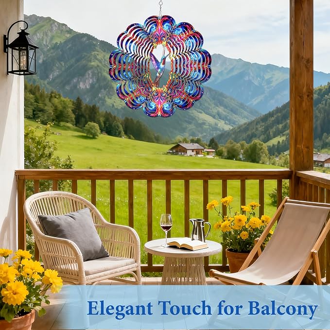 Hummingbird Wind Spinner 12" Metal, Hummingbird Gifts for Women Mom Wife Grandma, Outdoor Indoor Hanging Ornament for Garden Porch Backyard Lawn, Gift for Birthday Thanksgiving Christmas