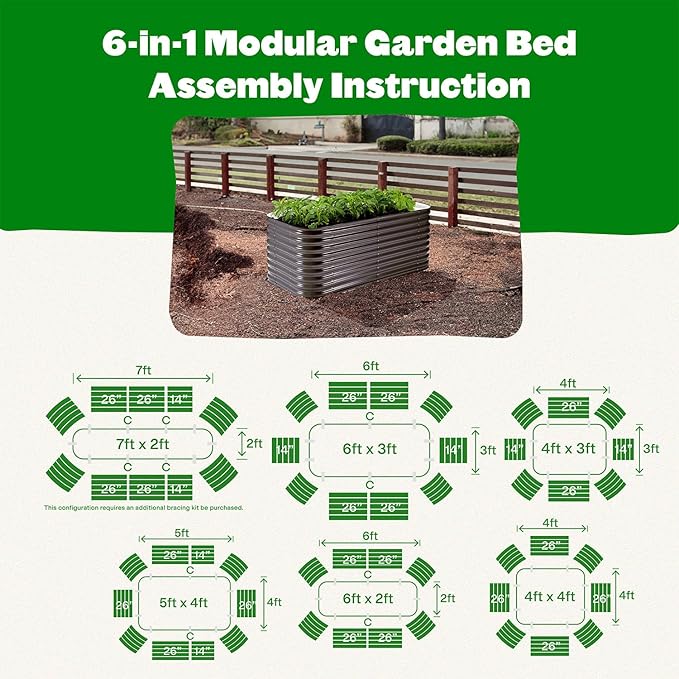 Epic Gardening 6-in-1 Modular Galvanized Raised Garden Bed Kit, 29" Tall Metal Planter Box, Durable Aluzinc Steel Raised Garden Bed Outdoor for Vegetables, Herbs, Flowers & Fruits - Medium Slate Grey
