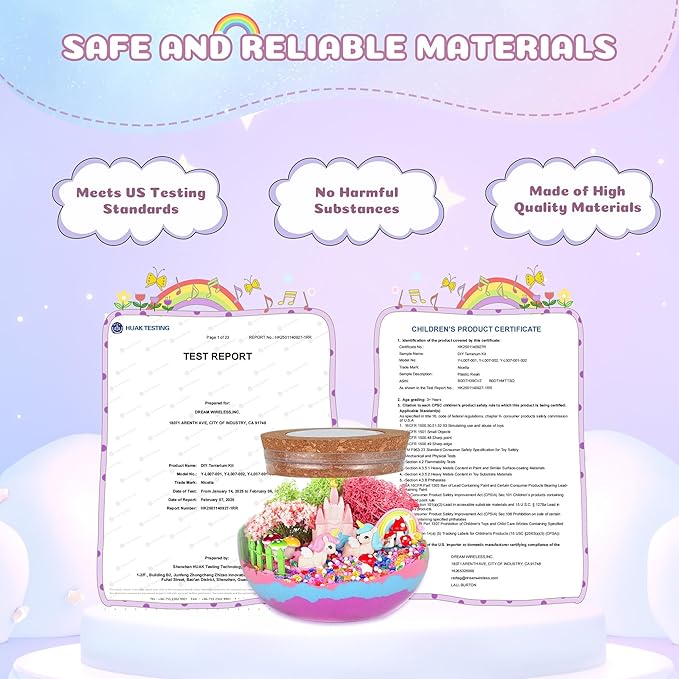 Nicella Unicorn Light-Up Terrarium Kit for Kids - LED Night Light Birthday Gift for Girls Ages 4 5 6 7 8-12 Year Old - Unicorn Toys for Girls - DIY Arts and Crafts Kit for Kids - Best Presents