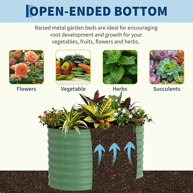 2 Pack Galvanized Raised Garden Beds - 4x2x2ft Planter Box for Vegetables, Flowers, Rust-Resistant Garden Box, Easy Assembly Raised Beds, Durable Planters for Outdoor Plants, Green