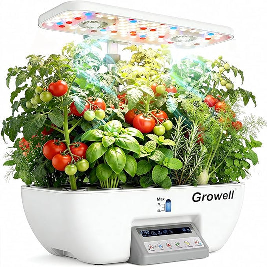Hydroponics Growing System Kit, 17 Pods Indoor Herb Garden with 2 Fans Air Circulation, 102 28W Grow Light, Smart Water Cycle, Auto Timer, 10L Water Tank, Perfect Indoor Gardening System Gifts (White)