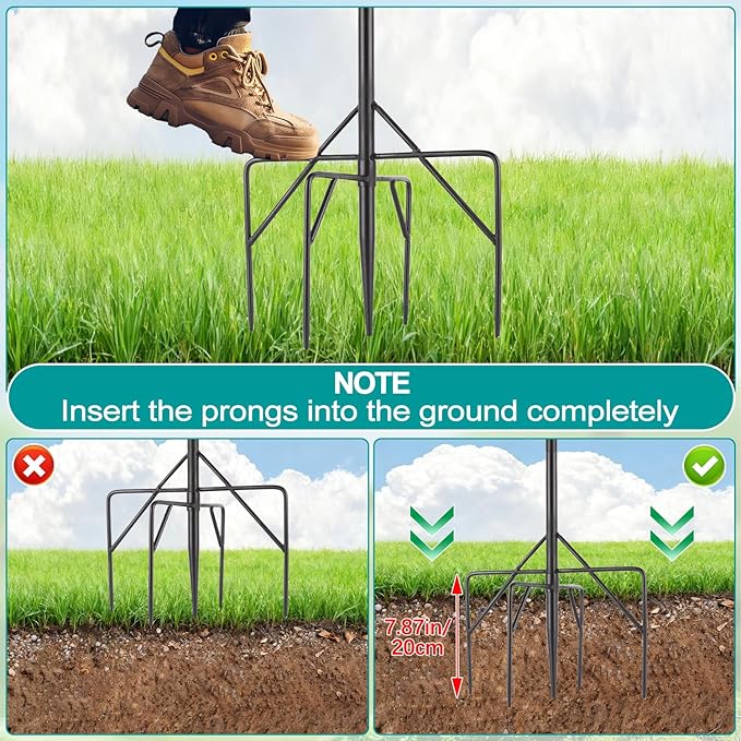 Eyrizon 4-Hook Shepards Hooks for Outdoor,90 Inch Bird Feeder Pole with 5 Prongs Base|Metal Tray&Birdhouse Platform,Heavy Duty Garden Hooks for Hanging Plant Baskets,Solar Light Lanterns,Wind Chimes