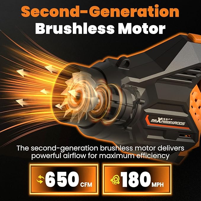 maXpeedingrods Leaf Blower Cordless, 650CFM Electric Leaf Blower with 2 x 4.5Ah Batteries & Fast Charger, 180° Deformation Blower, Lightweight Leaf Blower for Lawn Care, Garden, Patio & Outdoor Clean