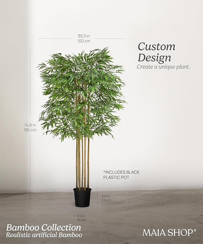 Maia Shop 7ft Artificial Bamboo Tree Plant for House, Apartment or Office – Realistic Fake Indoor Plants for Living Room, Bedroom, Bathroom, Entryway