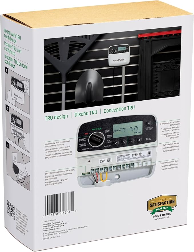 Rain Bird TRU4I Program-Based Indoor Irrigation Controller/Timer, WiFi Ready, 4-Zone/Station