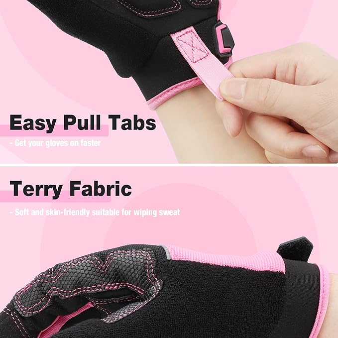WORKPRO Safety Work Gloves, Mechanic Working Gloves for Men Women, Touch Screen, Terry Fabric, Non-Slip