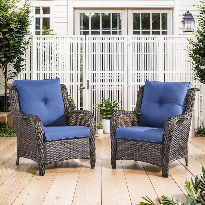 Belord Outdoor Wicker Furniture 5 Pieces Patio Furniture Set Patio Chairs with Ottomans and Side Table Conversation Set for Porch Garden Deck Balcony Poolside