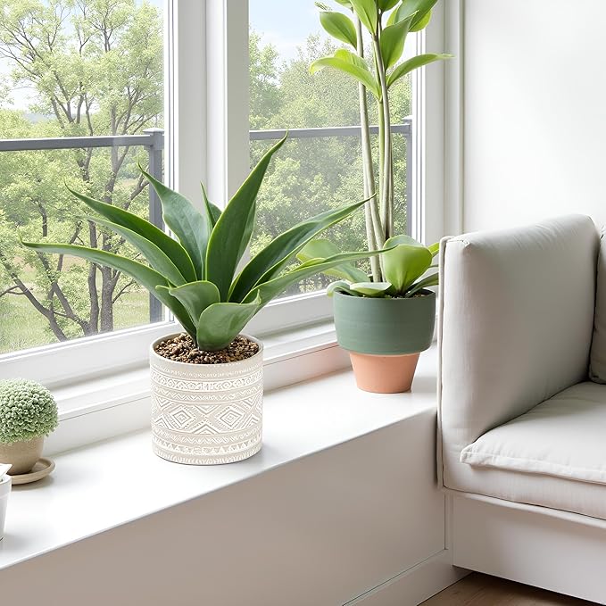 Hisow Artificial Potted Plants, 13.8" Artificial Succulent Fake Aloe, Large Faux Aloe Plant in Pot for Home Office Room Badroom Garden Decor (Grey)