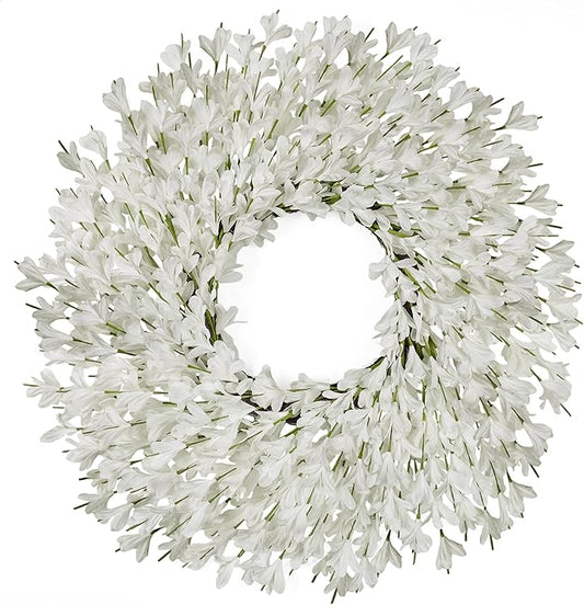 26 Inch Spring Wreaths for Front Door Large Easter Valentines Forsythia Floral Summer Spring Door Wreaths Outdoor All Season Spring Decorations for Home Porch Room Window Wall Farmhouse Decor(White-R)
