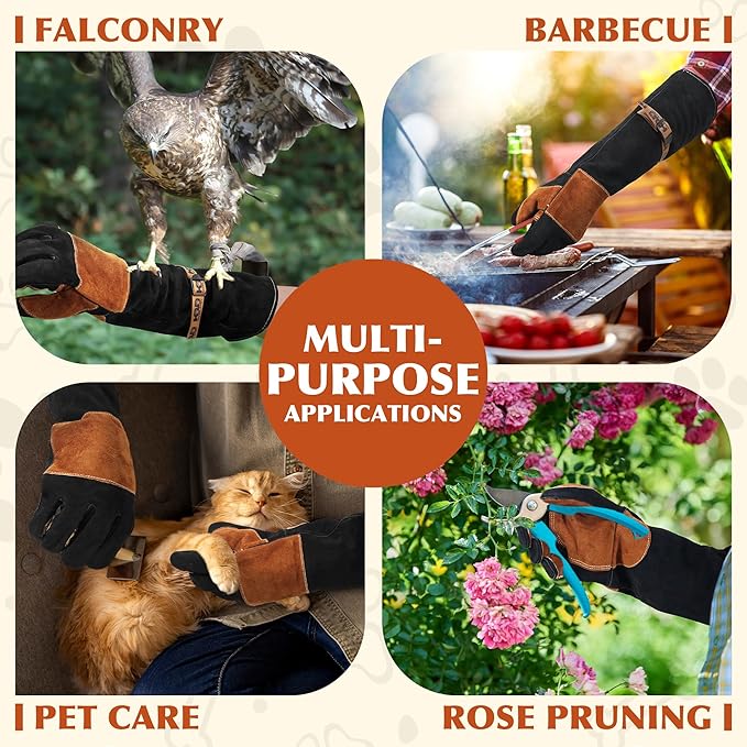 HANDLANDY 24 Inches Animal Handling Gloves Bite-Proof, Scratch-Resistant, Durable Pet Gloves for Dogs, Cats, Falconry