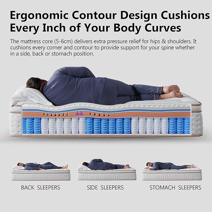 Twin,10inch Hybrid Mattress in a Box Memory Foam Mattress Size Firm with Individual Pocket Spring Upgrade Zoned Support Medium Firm Memory Fat Mattress