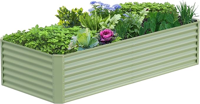 8x2x2FT Galvanized Raised Garden Bed Kit, Galvanized Planter Raised Garden Boxes Outdoor, Large Metal Raised Garden Beds for Vegetables-Green