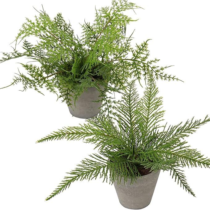 Briful 2PCS Fake Plants Potted Artificial Plants Greenery Faux Fern Eucalyptus Décor Plant for Indoor Home Office Bathroom Harmhouse Decoration