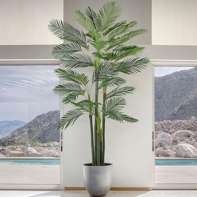 Artificial Palm Tree 9FT(108in) Tall Faux Tree with Large Trunks and 35 Realistic Leaves, Fake Tropical Floor Potted Artificial Plants for Home Office Living Room Indoor Decor (9feet,1Pack)