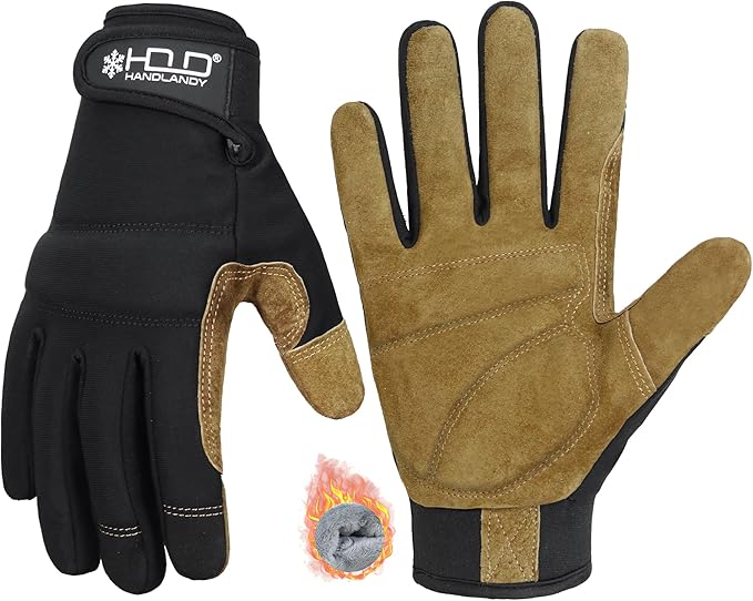 HANDLANDY Work Gloves for Men & Women, Utility Mechanic Working Gloves Touch Screen, Flexible Yard Work Gloves