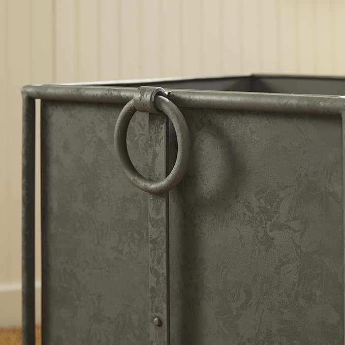 MY SWANKY HOME Large Minimalist Classic Metal Box Planters Liners Square Industrial Rivets Gray