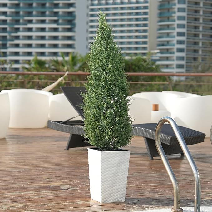 VIVATREES 2Pack 3ft Outdoor Artificial Cedar Topiary Trees, All-Weather Faux Pine for Home Porch Entryway Decor