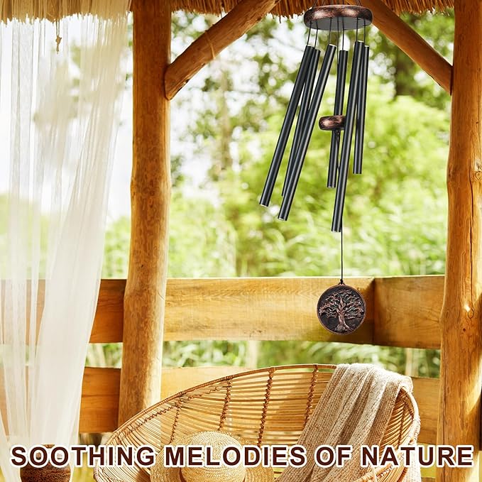 Gabzart Wind Chimes for Outside, Vintage Tree of Life Deep Tone Wind Chime Outdoor Clearance, Memorial/Festivals/Birthday Gift for Mom Dad Women Grandma, Garden Porch Patio Decor (32" Tree of Life)