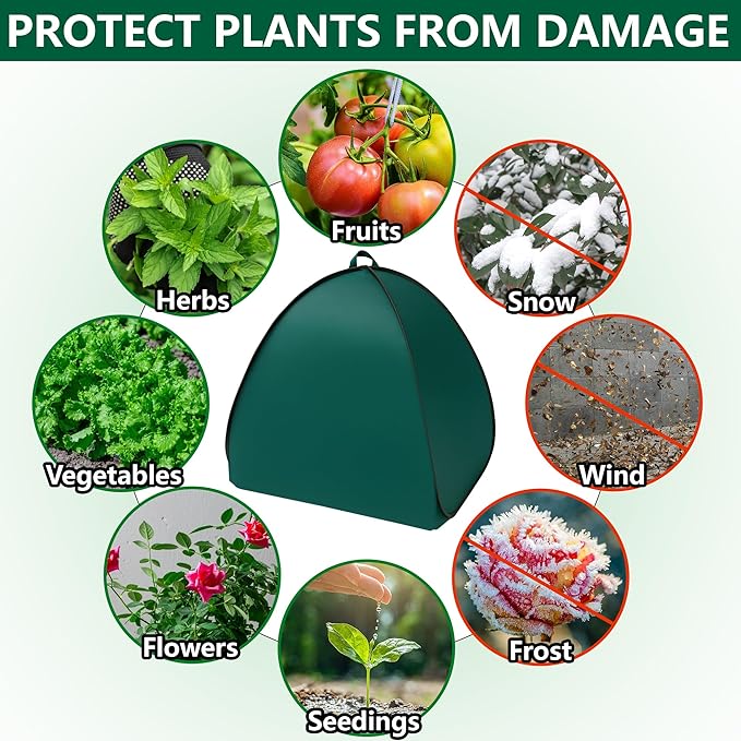 2 Pcs Pop Up Shrub Covers Frost Protection Tent, 38" x 36" x 36" Winter Plant Cover Freeze Protection, Warm Garden Plant Protector Tent for Protecting Outdoor Shrub Fruit Potted Plants from Snow & Ice