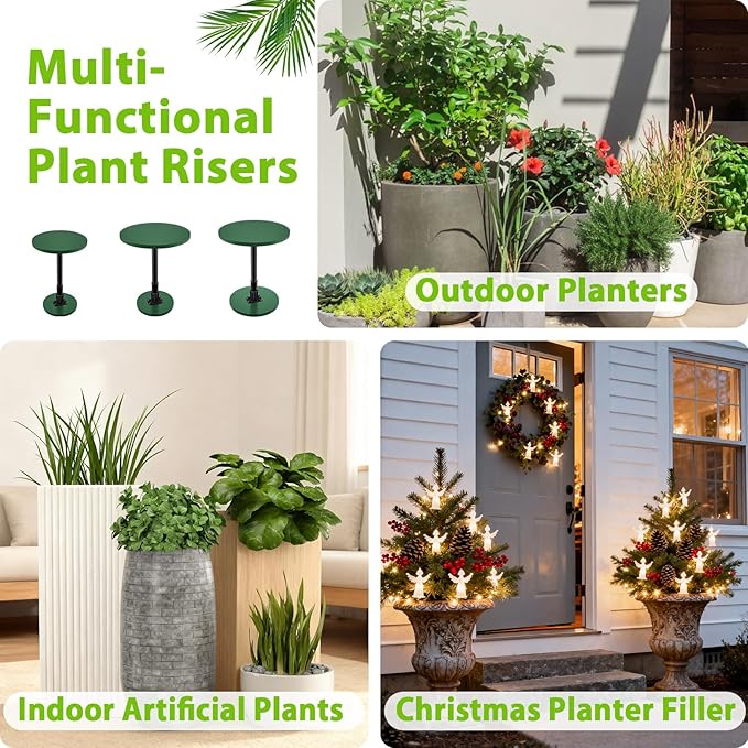 Adjustable Height Plant Risers for Inside Pots, 17.5-32" Planter Inserts for Large Pots, Planter Lift Insert for Tall Square Round Taper Planters (6" 8" 10" Base or Top)