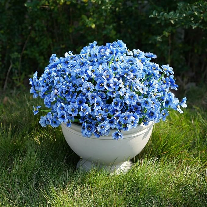 Stymedeca Artificial Flowers for Outdoor Faux Plants for Spring Summer Decoration, UV Resistant Realistic Silk Plastic Fake Flowers Garden Porch Patio Balcony Yard Front Home Decor, 24 Bundles