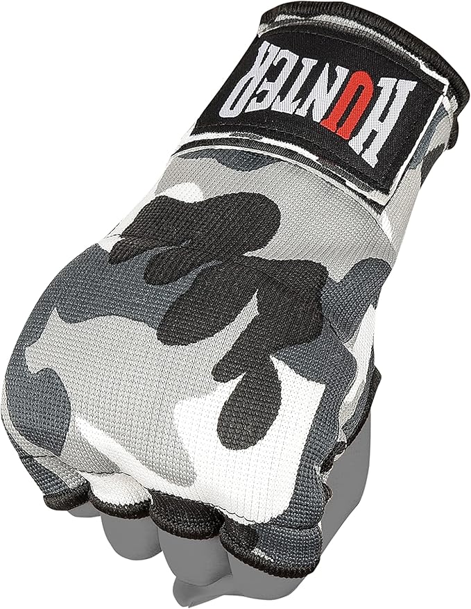 HUNTER Gel Padded Inner Gloves with Hand Wraps for Boxing, Quick Elastic Training Wraps for Men & Women, Muay Thai MMA Kickboxing Martial Arts Knuckle Wrist Protector (Pair)